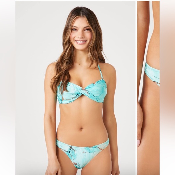 Turquoise Bikini Set with Orange Accents - Picture 3 of 9